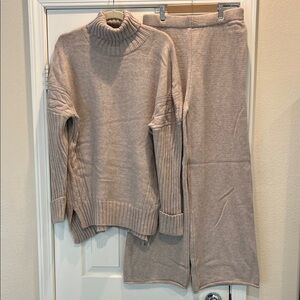 Cozy Beige Turtleneck Sweater Set